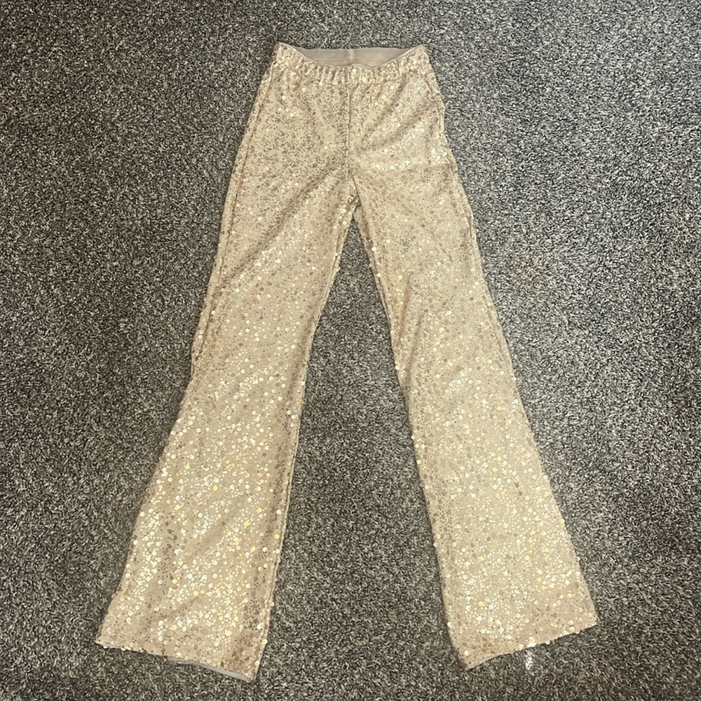 Gold Sequin Flare Pants SZ S